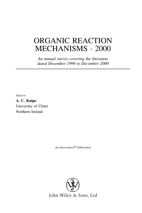 Cover image for book Organic Reaction Mechanisms 2000