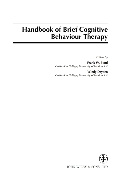 Cover image for book Handbook of Brief Cognitive Behaviour Therapy