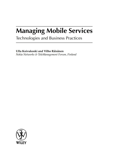 Cover image for book Managing Mobile Services: Technologies and Business Practices