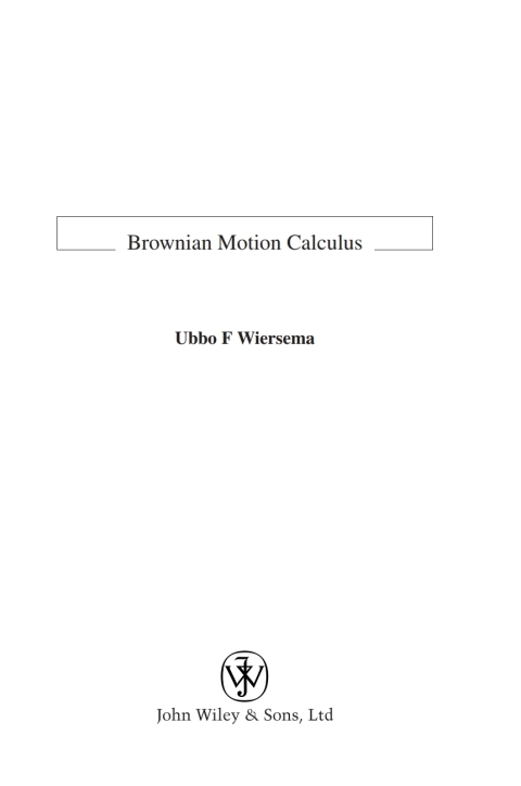 Cover image for book Brownian Motion Calculus