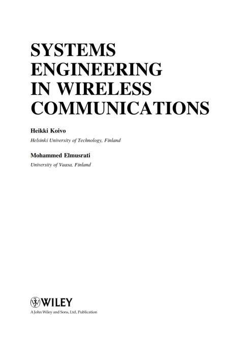 Cover image for book Systems Engineering in Wireless Communications