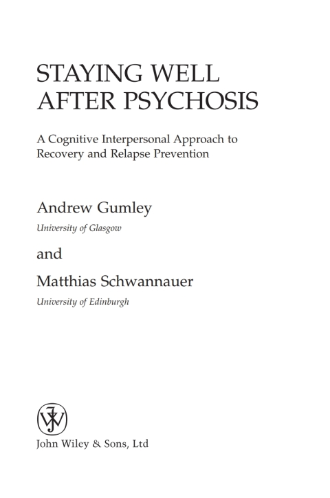 Cover image for book Staying Well After Psychosis