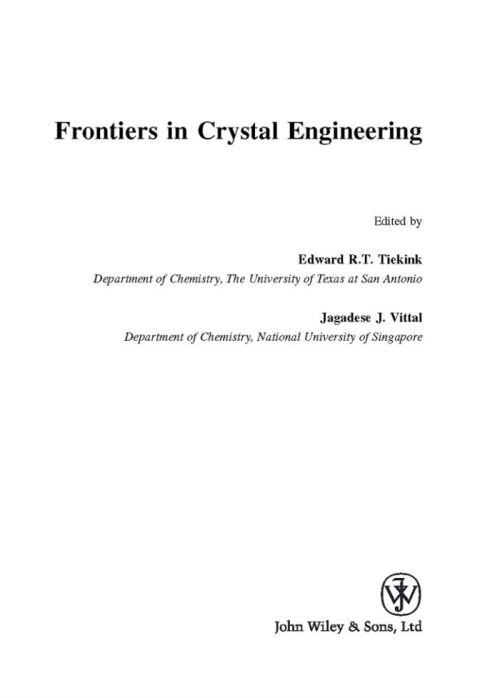Cover image for book Frontiers in Crystal Engineering