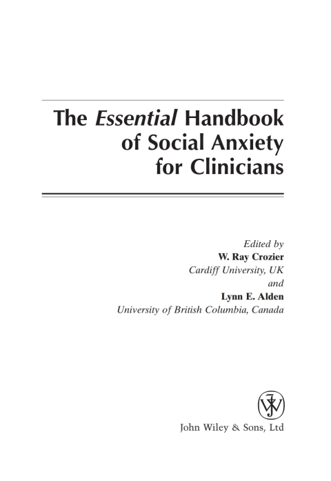 Cover image for book The Essential Handbook of Social Anxiety for Clinicians