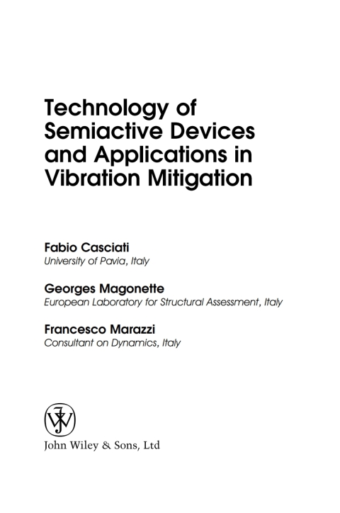 Cover image for book Technology of Semiactive Devices and Applications in Vibration Mitigation