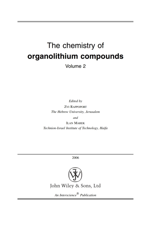 Cover image for book The Chemistry of Organolithium Compounds