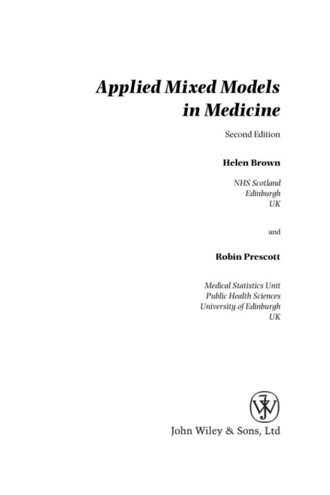 Cover image for book Applied Mixed Models in Medicine