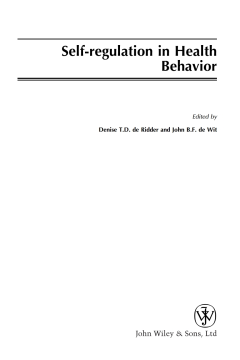 Cover image for book Self-Regulation in Health Behavior