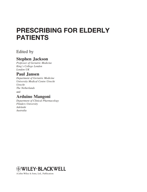 Cover image for book Prescribing for Elderly Patients