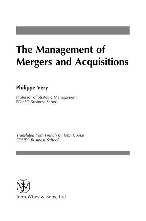 Cover image for book The Management of Mergers and Acquisitions