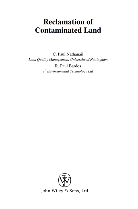 Cover image for book Reclamation of Contaminated Land