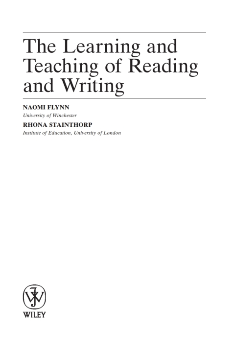 Cover image for book The Learning and Teaching of Reading and Writing