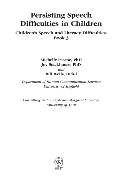 Cover image for book Persisting Speech Difficulties in Children