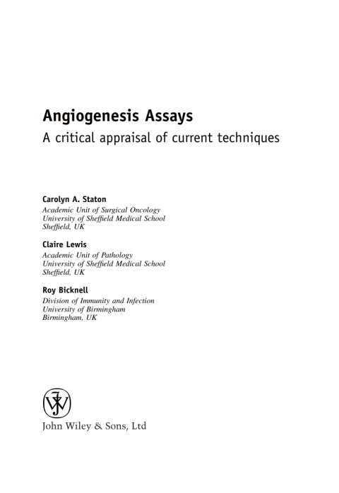Cover image for book Angiogenesis Assays: A Critical Appraisal of Current Techniques