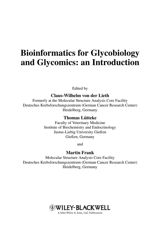 Bioinformatics for Glycobiology and Glycomics: An Introduction