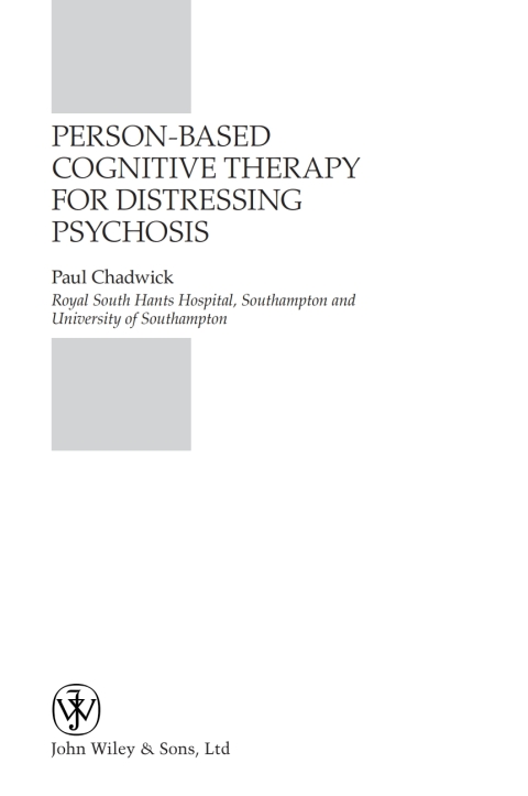 Cover image for book Person-Based Cognitive Therapy for Distressing Psychosis