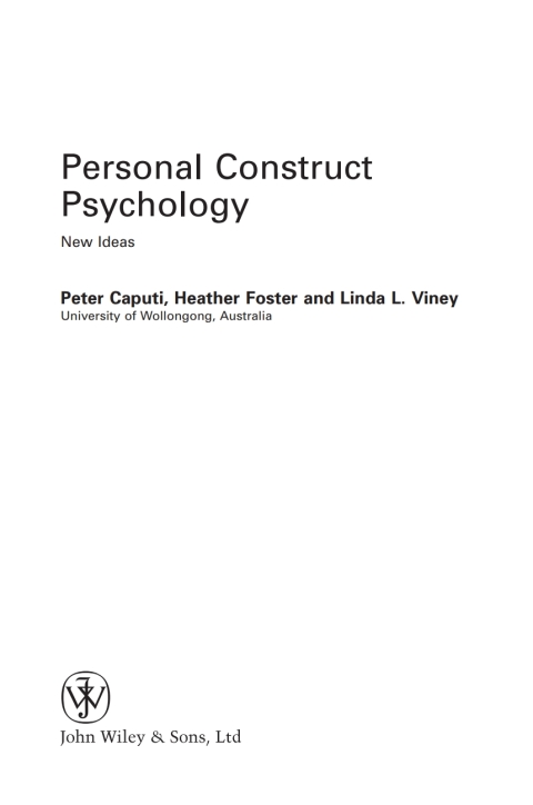 Cover image for book Personal Construct Psychology