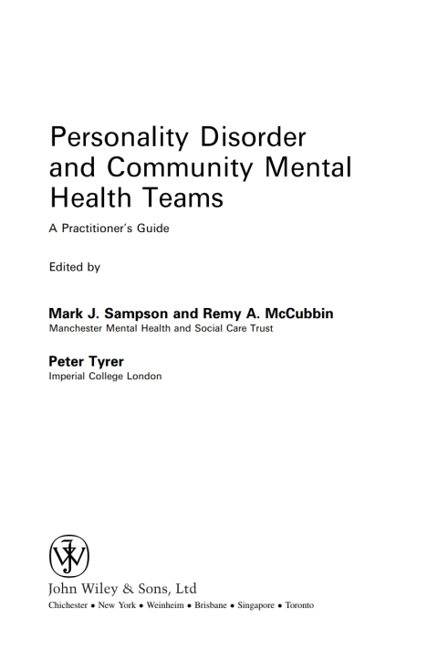 Cover image for book Personality Disorder and Community Mental Health Teams