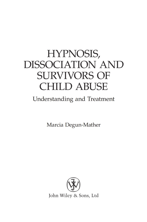 Cover image for book Hypnosis, Dissociation and Survivors of Child Abuse