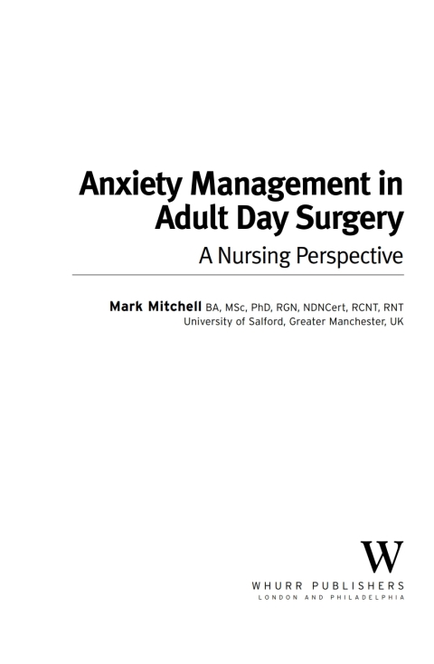 Cover image for book Anxiety Management in Adult Day Surgery