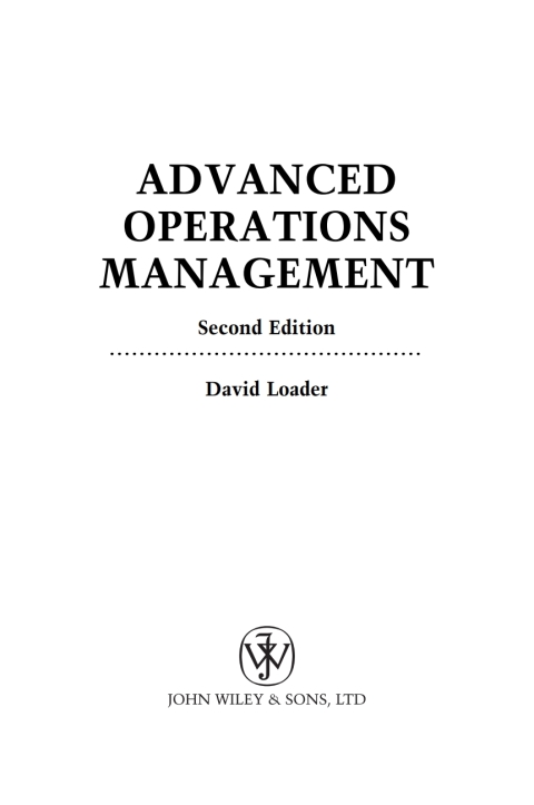 Cover image for book Advanced Operations Management