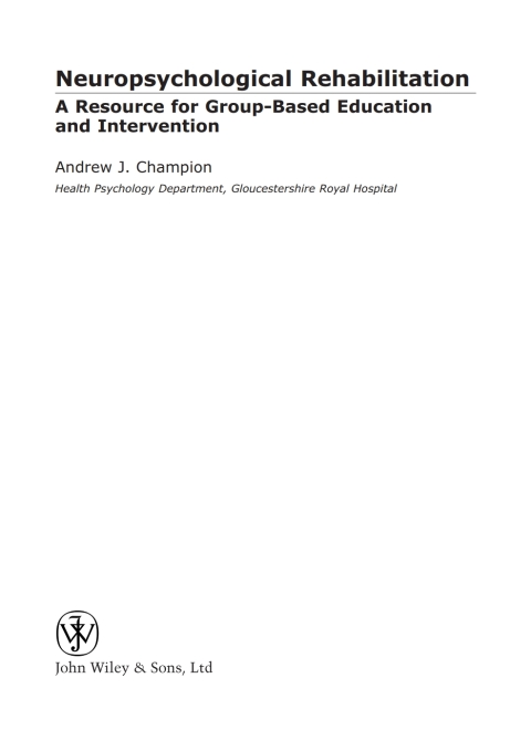 Cover image for book Neuropsychological Rehabilitation