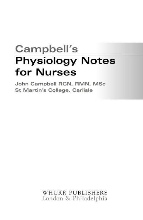 Cover image for book Campbell's Physiology Notes For Nurses