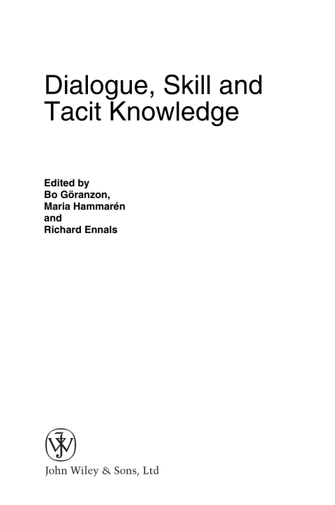 Cover image for book Dialogue, Skill and Tacit Knowledge