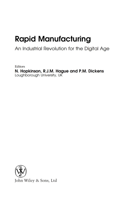 Cover image for book Rapid Manufacturing