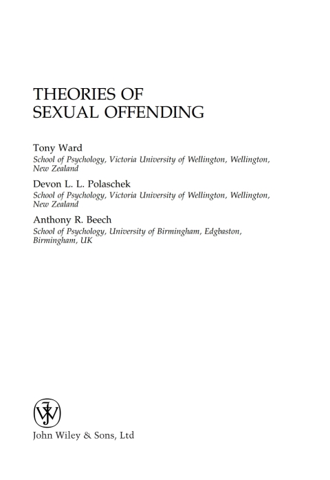 Cover image for book Theories of Sexual Offending