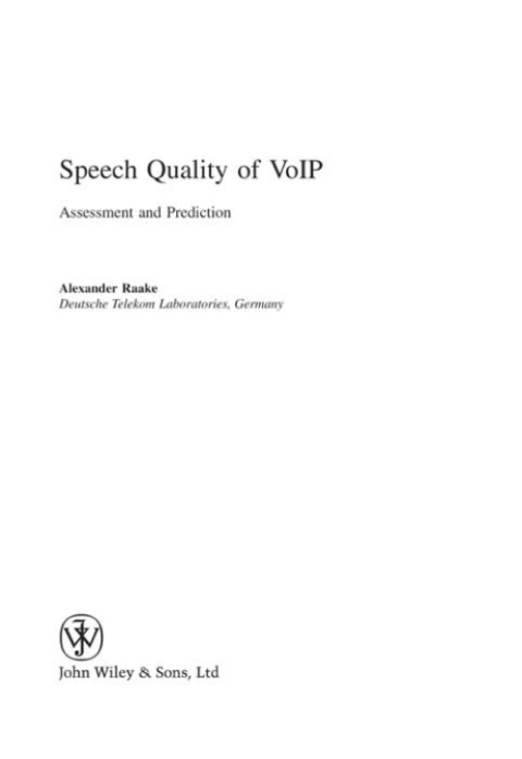 Cover image for book Speech Quality of VoIP
