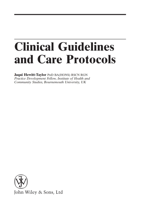 Cover image for book Clinical Guidelines and Care Protocols