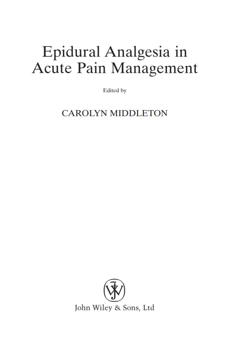 Cover image for book Epidural Analgesia in Acute Pain Management