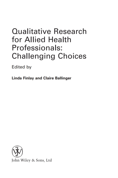 Cover image for book Qualitative Research for Allied Health Professionals