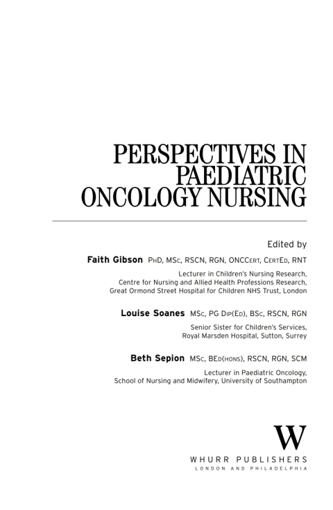 Cover image for book Perspectives in Paediatric Oncology Nursing