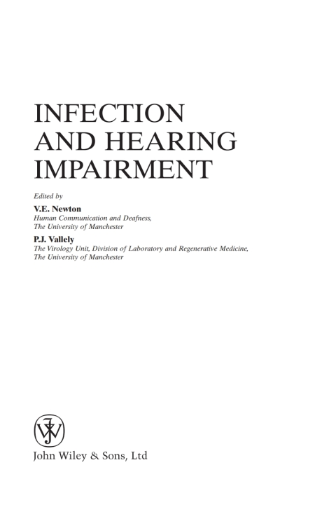 Cover image for book Infection and Hearing Impairment