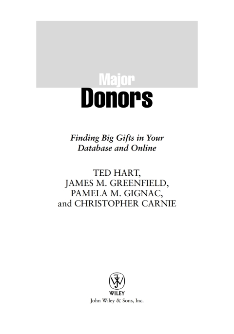 Cover image for book Major Donors: Finding Big Gifts in Your Database and Online