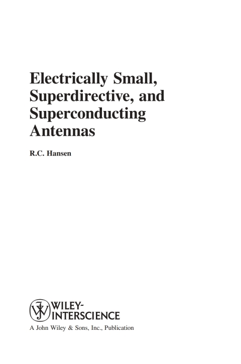 Cover image for book Electrically Small, Superdirective, and Superconducting Antennas