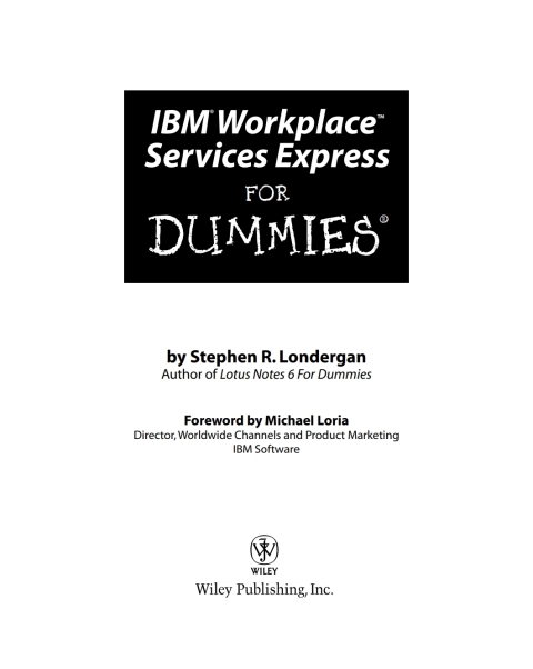 Cover image for book IBM Workplace Services Express For Dummies