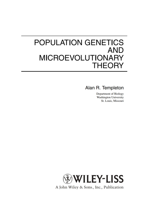 Cover image for book Population Genetics and Microevolutionary Theory