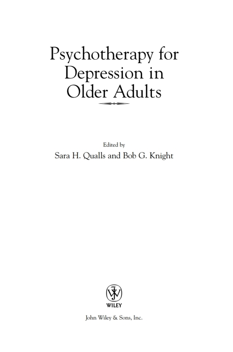 Cover image for book Psychotherapy for Depression in Older Adults