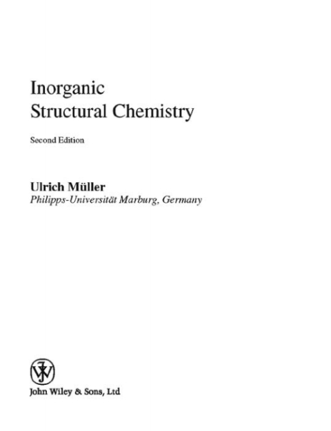 Cover image for book Inorganic Structural Chemistry