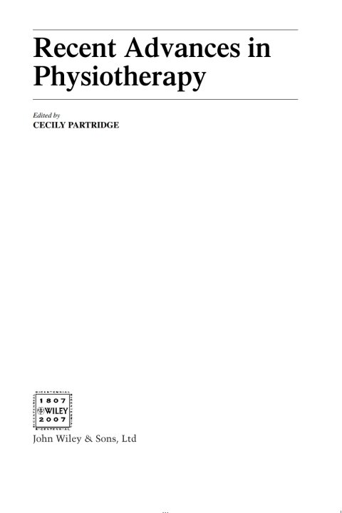 Cover image for book Recent Advances in Physiotherapy