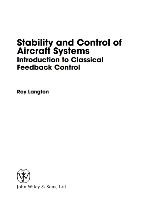Cover image for book Stability and Control of Aircraft Systems