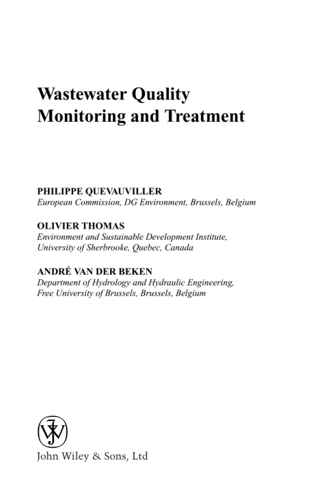 Cover image for book Wastewater Quality Monitoring and Treatment