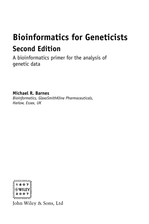 Cover image for book Bioinformatics for Geneticists