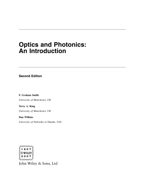 Cover image for book Optics and Photonics