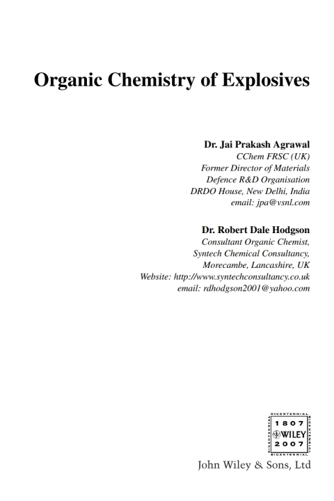 Cover image for book Organic Chemistry of Explosives