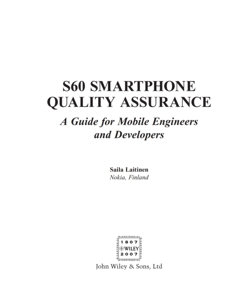Cover image for book S60 Smartphone Quality Assurance