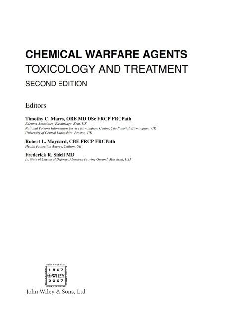 Cover image for book Chemical Warfare Agents: Toxicology and Treatment